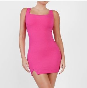 NWT Popilush Shaper Dress Sleeveless Mini Slit Pink XXL